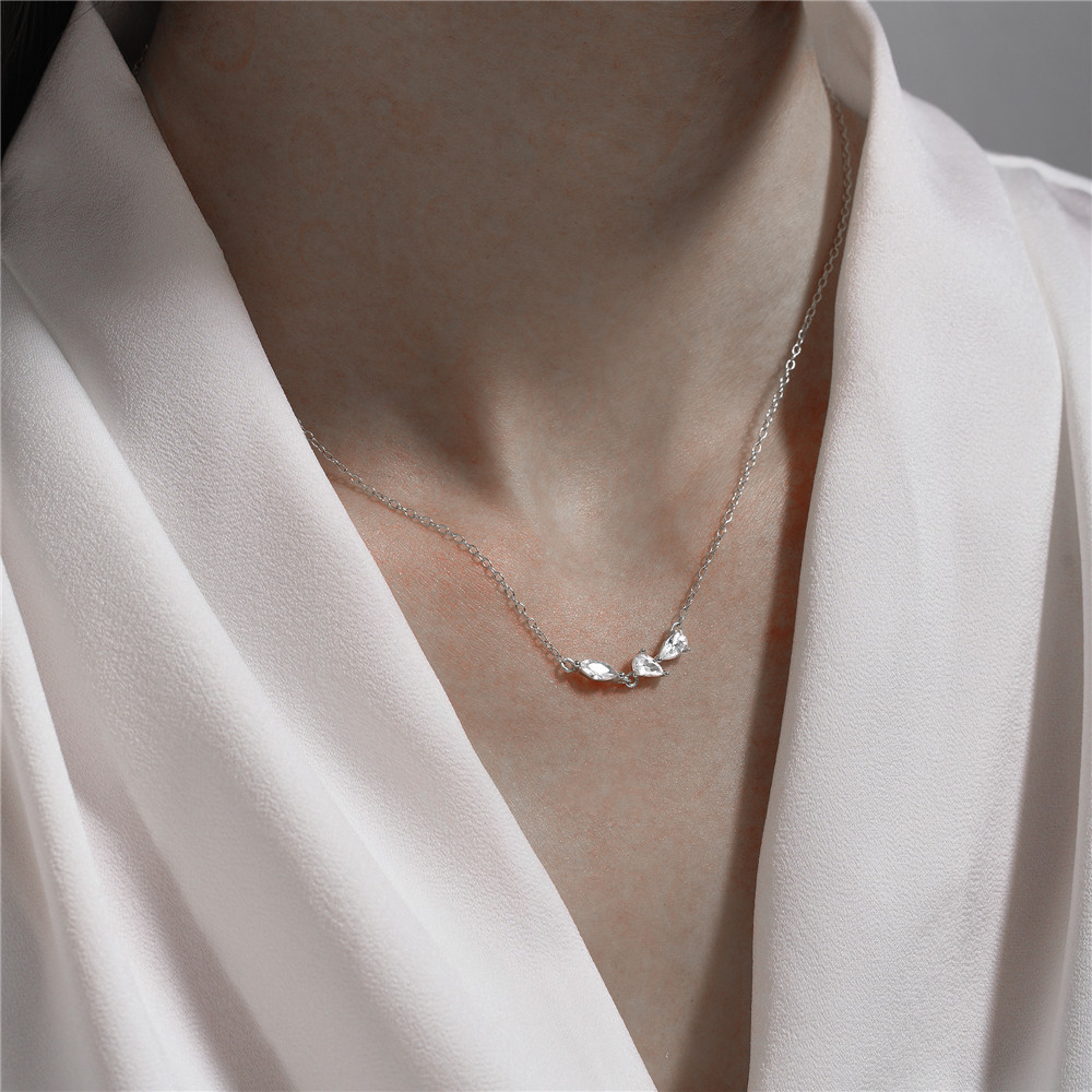 1 Piece Quantity 925 Sterling Silver Zircon Cable Chain Plating Inlay Geometric Necklace