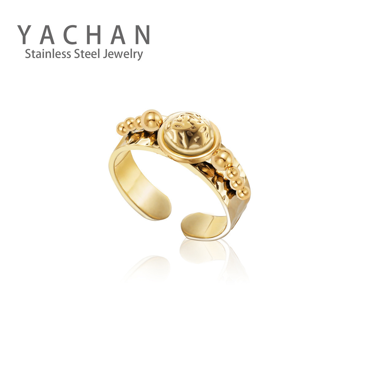 INS anillo de acero de titanio abierto en forma de corazón retro que no se desvanece nicho europeo y americano de alto grado estilo Palacio pulsera antigua para mujeres