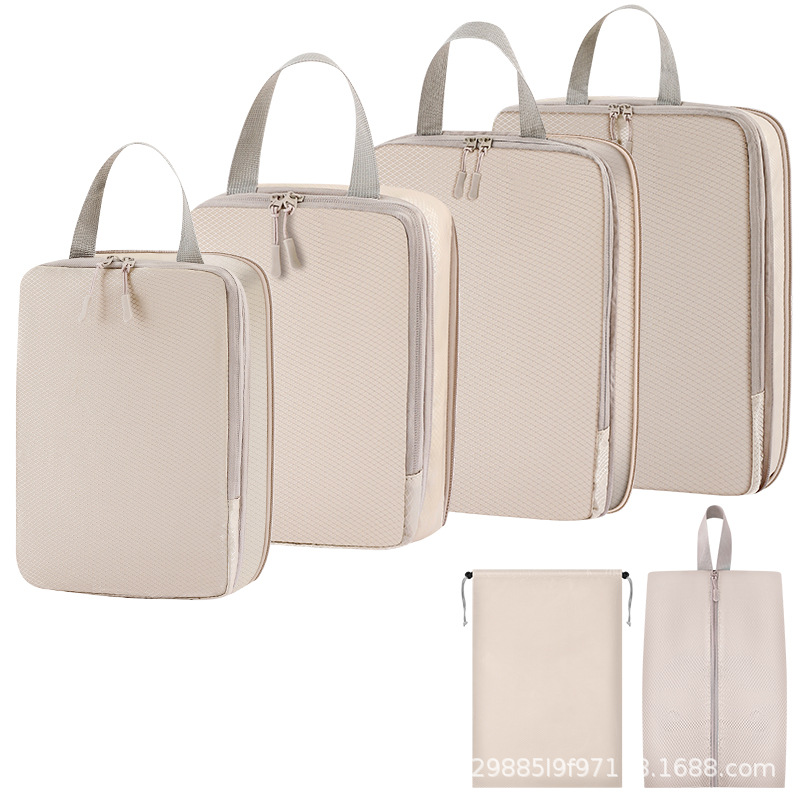 4 장 세트 + 번들 포켓 + 슈즈백 [6 장 베이지]]