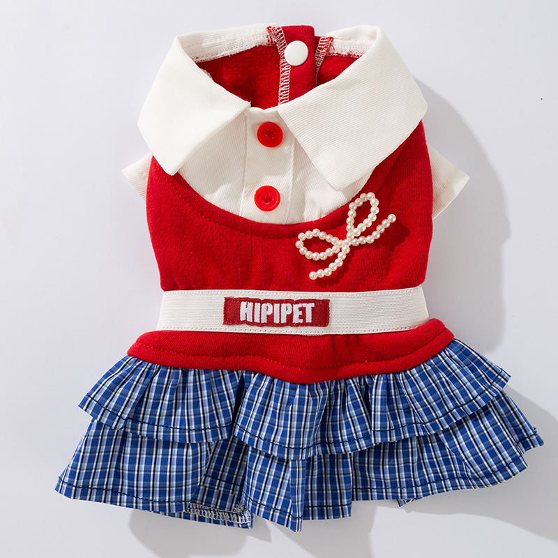 Nuevo Vestido Camisero con Cuello Marinero a Cuadros para Otoño e Invierno, Ropa para Mascotas, Gatos, Perros, Perros Pequeños y Medianos image 4