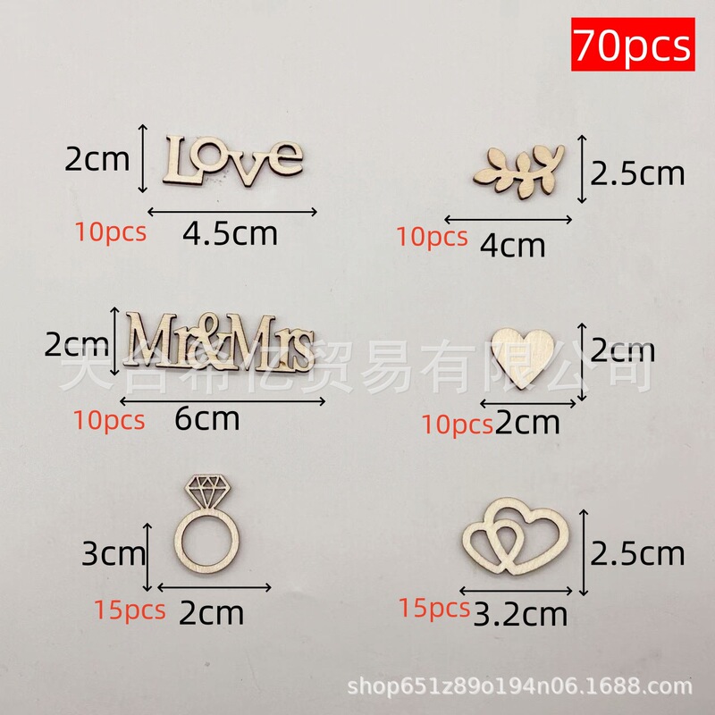 Valentine's Day Confetti Scattering Love Wood Chips DIY Boy and Girl Love Proposal Ring Heart Decoration
