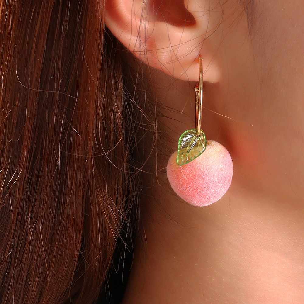 Wholesale Cute Simulation Three-dimensional Orange Peach Earrings Nihaojewelry display picture 12