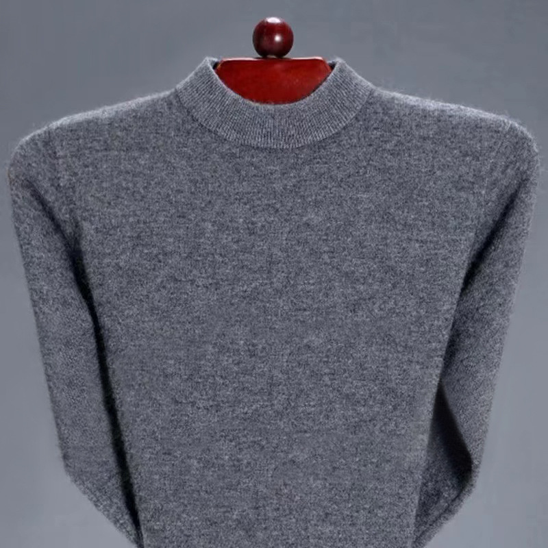 Special Offer: 100% Wool Sweater for Men, Autumn and Winter Style, Half-Turtleneck, Solid Color, Base Layer Sweater, Direct Sale from the Manufacturer