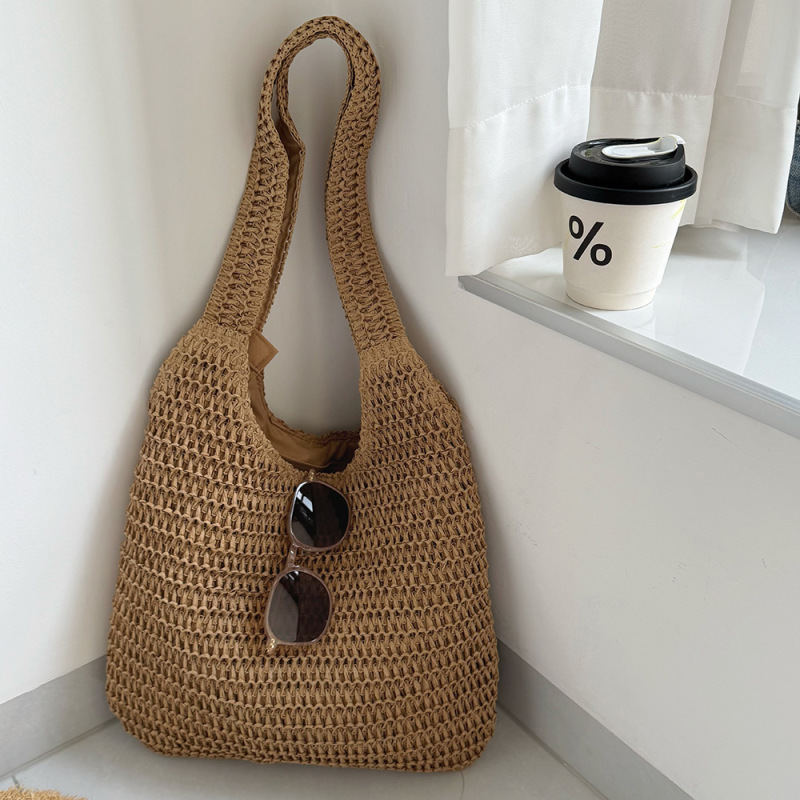 Summer Woven Handmade Straw Bag Tote Bag Shoulder Bag Women's Casual Vacation Style Large Capacity Factory Direct Sales Bag
