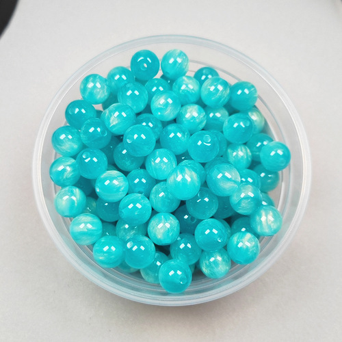 Resin imitation tiger eye stone cloud round beads colorful light flash 10mm straight hole loose beads DIY bracelet Buddha beads bead accessories