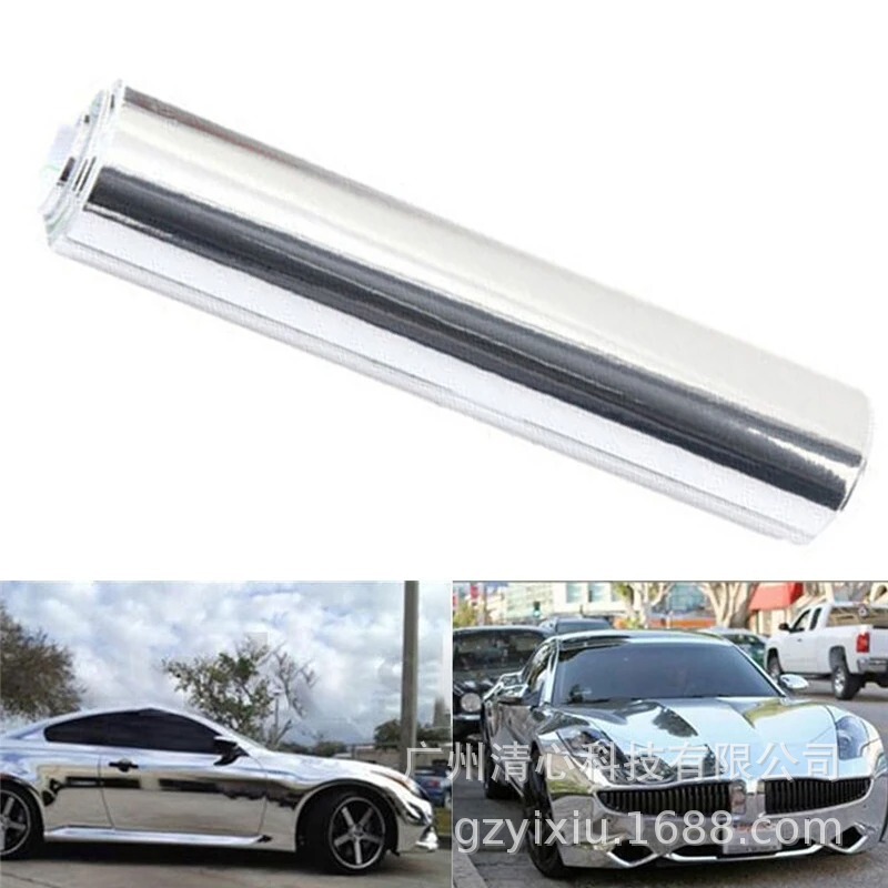 自己粘着 PVC 電気メッキシルバークロームミラービニール 20*152 センチメートル抗 UV 高粘着ステッカー車の装飾フィルム|undefined
