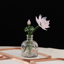 淄博琉璃荷花插花水晶手工玻璃永生花仿真假花装饰摆件高级感礼物