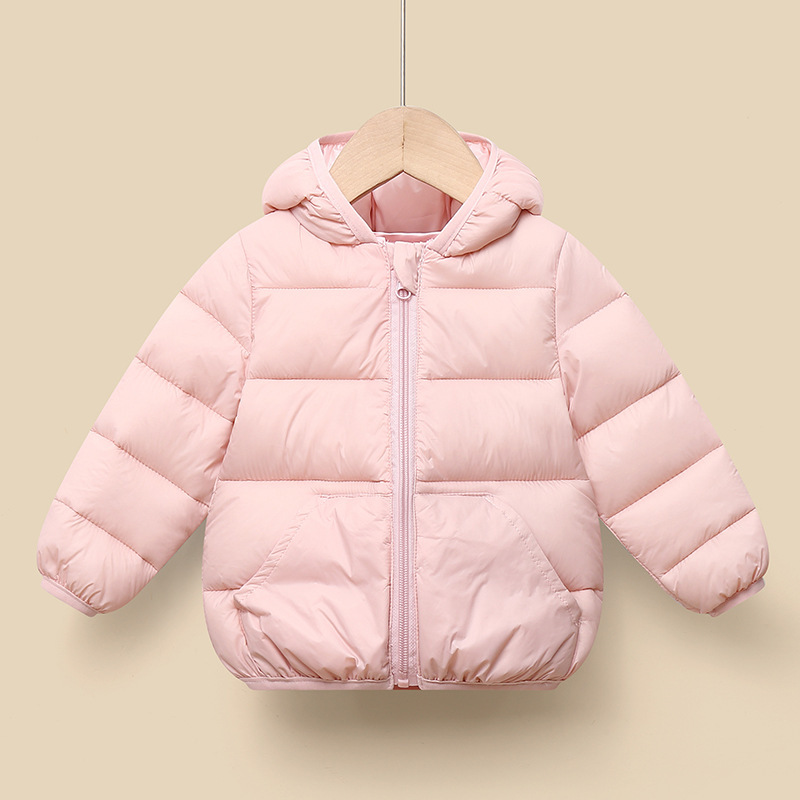 外国貿易の秋冬の新型の子供の羽毛の綿服の純色の子供の綿服の男の子の女の子の薄い帽子の綿入れの上着|undefined