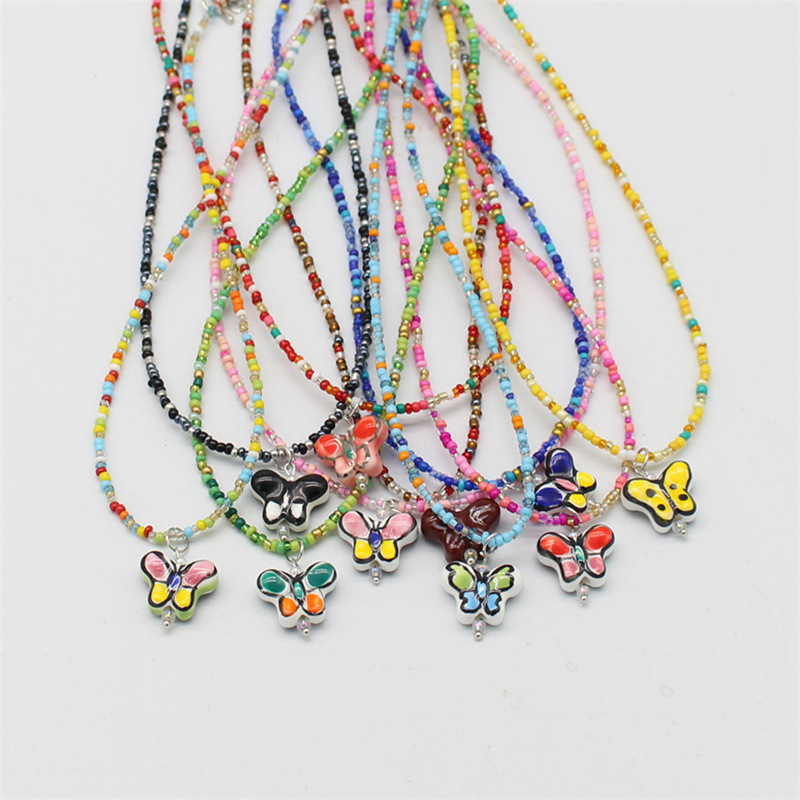 Retro Butterfly Beaded Womenu0027S Pendant Necklace 1 Piece