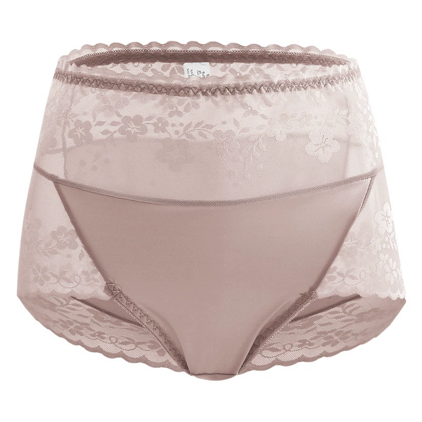 Qiao Li Fen плюс размер кружевное нижнее белье больших размеров с высокой талией для живота, женские пикантные кружевные дышащие трусы на бедрах