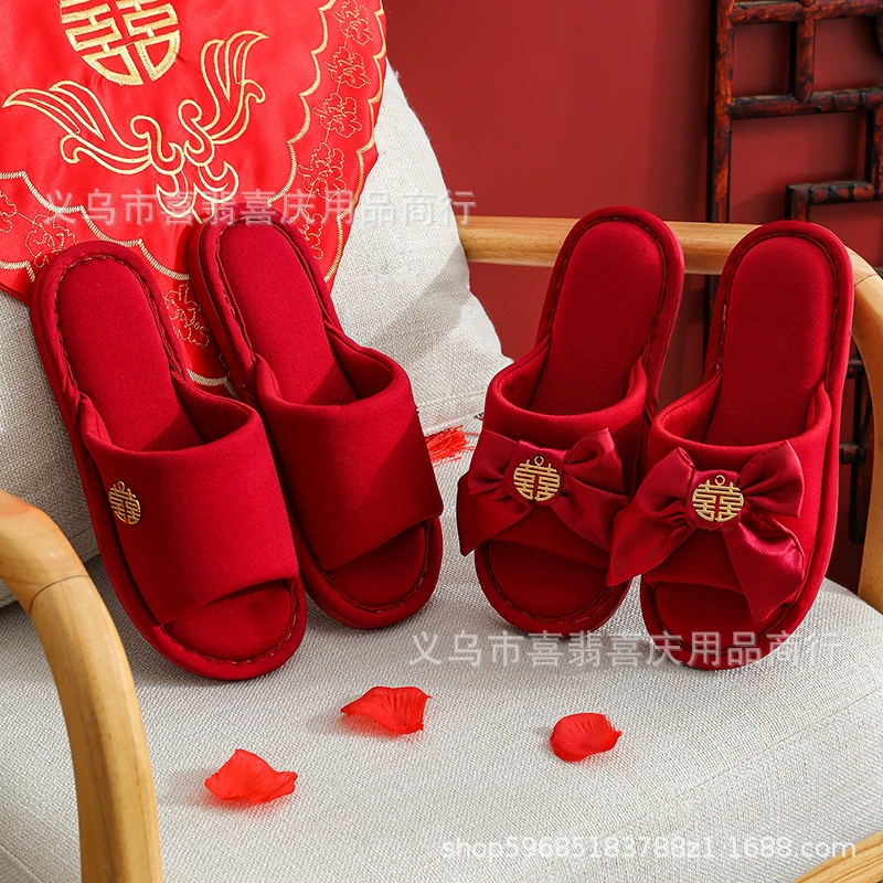Свадебные тапочки, высокая подошва, стиль пары для новорожденных, невесты и невесты на толстой подошве, приданые, праздничная красная пара, роскошь в летних условиях