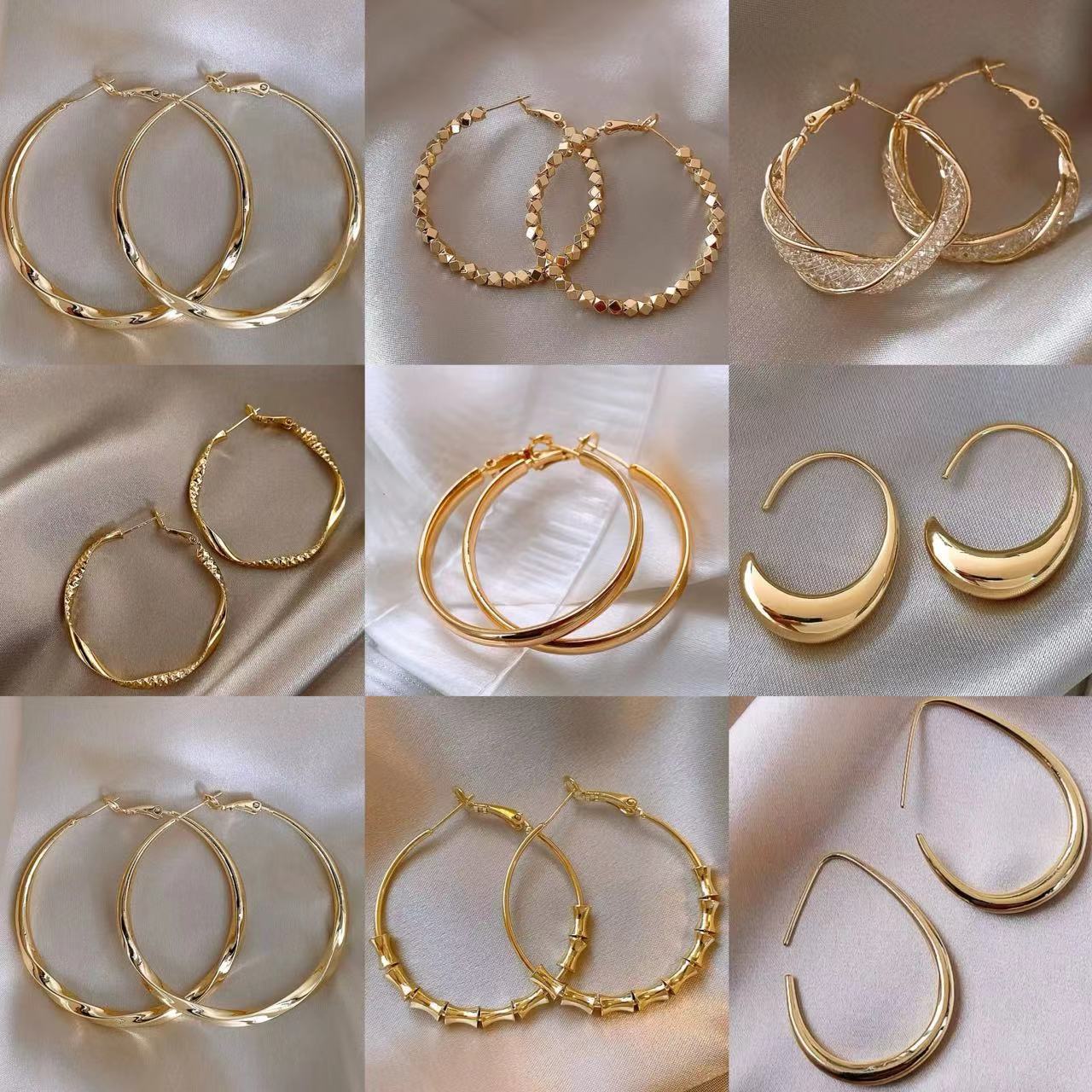 Pendientes geométricos redondos de viento de metal con aguja de plata Pendientes de anillo simple de cercanías de moda Pendientes de sentido avanzado de temperamento de personalidad