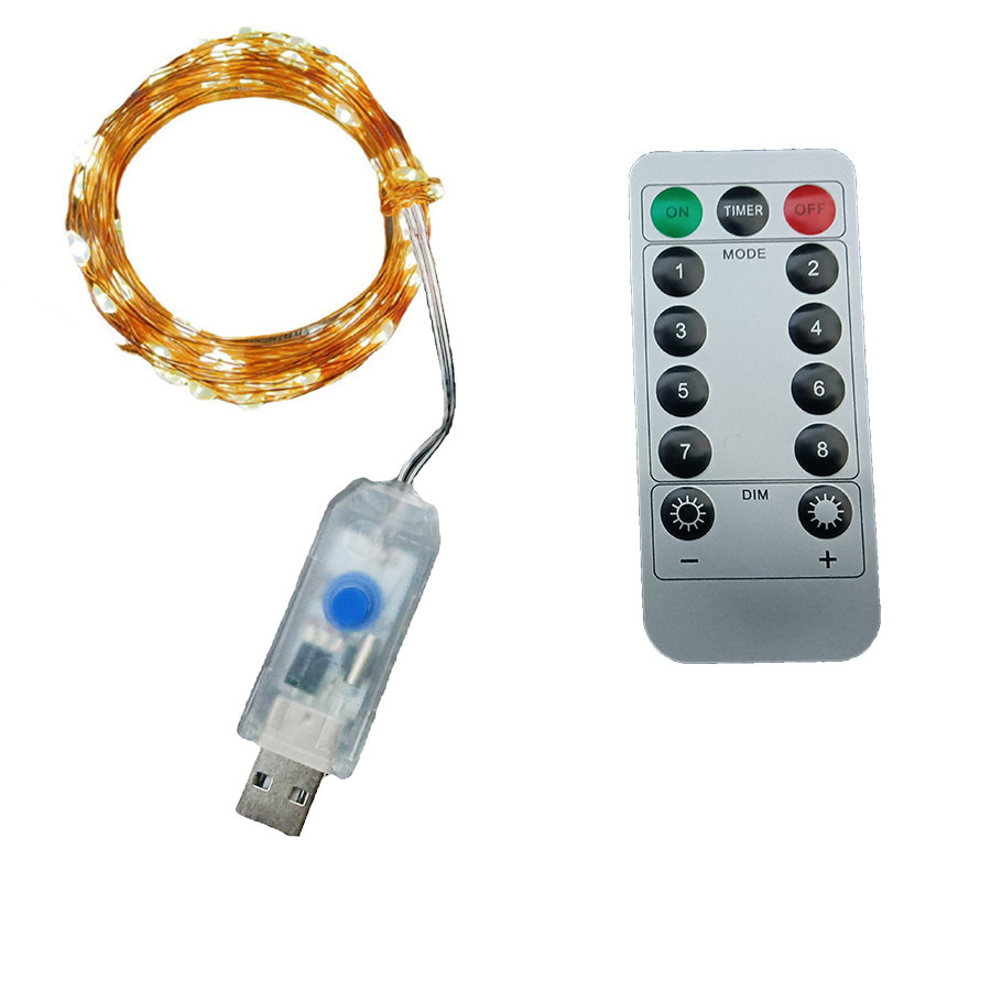 LED luces de cadena al por mayor USB control remoto luces de cadena de alambre de cobre 8 funciones luces decorativas de Navidad luces de colores