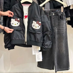 女童秋装外套2025新款女孩超好看儿童时尚休闲洋气黑色穿搭上衣潮