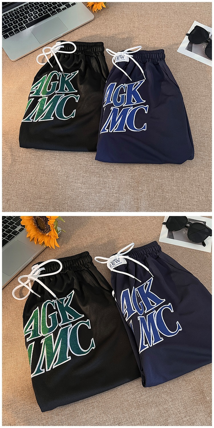 American-style Basketball Embroidered Streetwear Summer Loose-fit Casual Mid-length Sports Shorts Men And Women,_viptrois.com