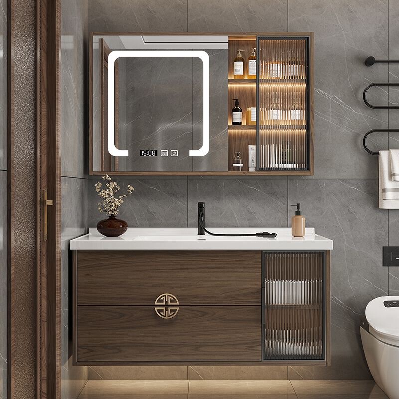 New Chinese Style Bathroom Wall Cabinet Bathroom Bathroom Cabinet Ceramic Integrated Basin Wash Basin Cabinet Combination Bathroom Cabinet