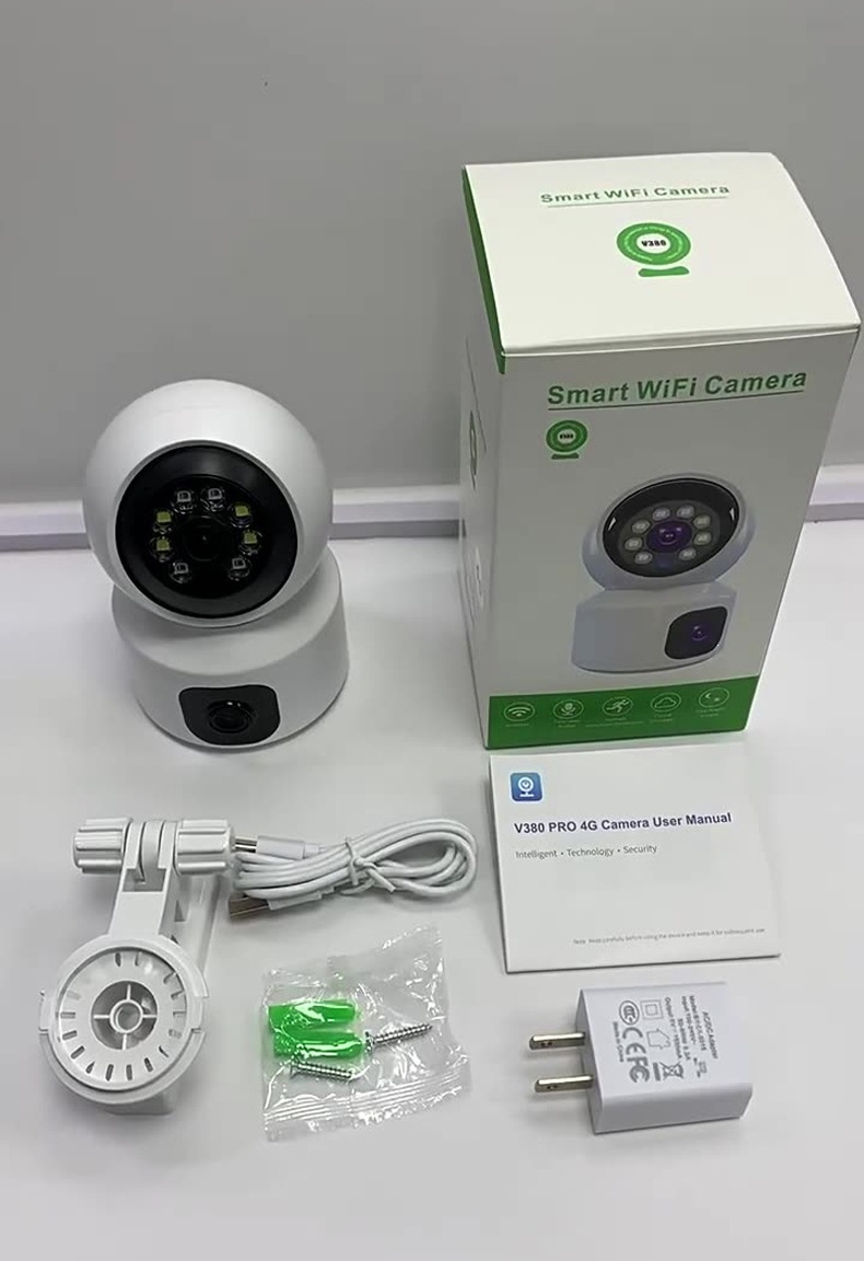 V380双镜头4G高清夜视智能监控摄像头室内家用wifi手机远程监控头