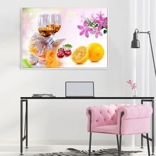 精准印花十字绣 厂家批发 客厅大画  布艺工艺品 花果酒杯