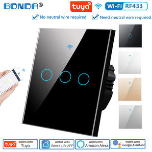 Tuya Smart Wifi Single Fire Zero Fire Neutral Touch Smart Switch European App Voice Timing Sf Express Delivery
