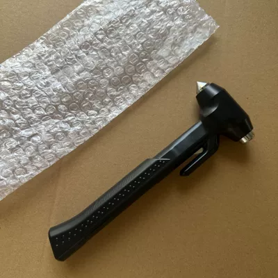 Car Safety Hammer Tool with Base, Handheld Car Window Breaker with Cutter, Life-Saving Hammer, One Hammer to Break the Window in an Emergency (Qəza çəkici) - black-without-stand-bubble-film-packaging
