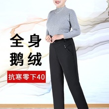 2025新款鹅绒中老年羽绒裤女外穿加厚高腰可拆卸妈妈宽松老人棉裤