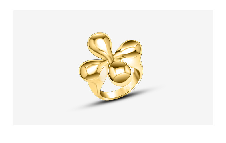 25g Weight 0.03µm-0.05µm Gold Plating Thickness PVD Coated Real Gold Plated 18K Gold Flower Titanium Steel Simple Style Waterproof Non Tarnish Rings
