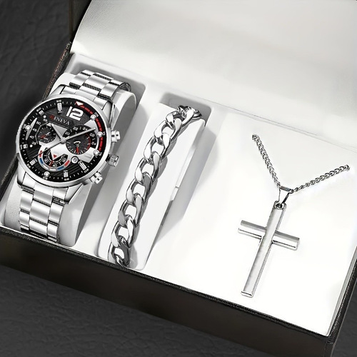 Cross-border TEMU set of hollow non-mechanical watches for men's business wrist watches accessories watch multi-piece set