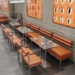 ミルクティー店カフェステンレスカードソファー工業風バーレストラン休憩区バーベキュー店壁テーブル椅子