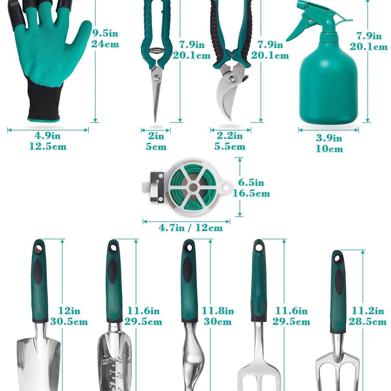11 piezas de aleación de aluminio engrosado conjunto de herramientas Amazon Jardín conjunto de jardín conjunto de regalo de jardín