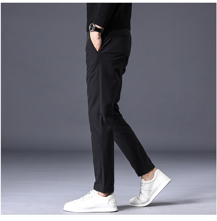 Spring casual slim fit straight suit simple non ironing business autumn men's pants, solid color_voghion.com