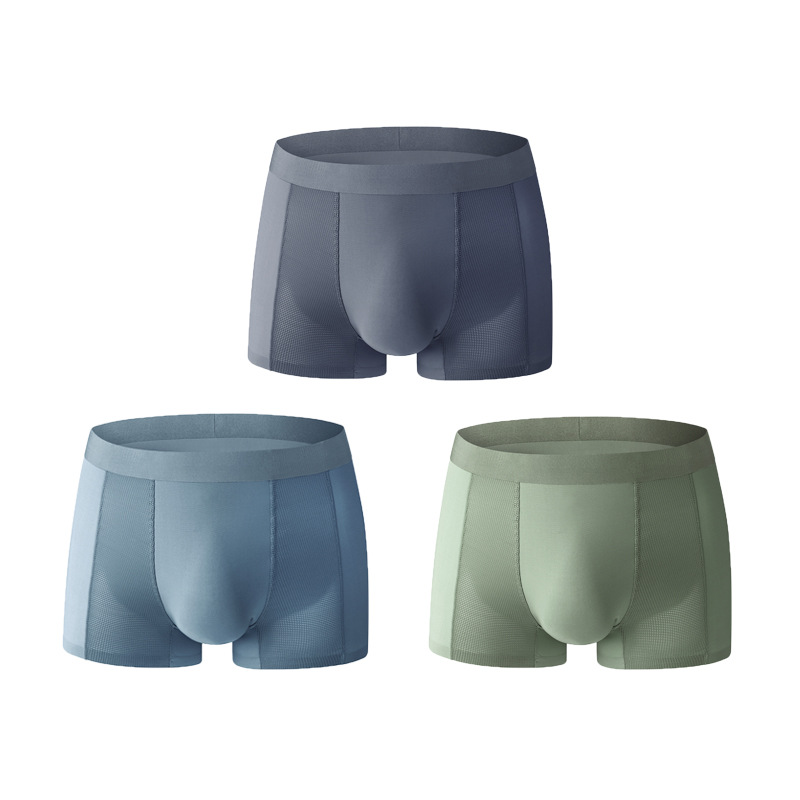 Pantalones de aire acondicionado delgadas de verano de alta calidad, pantalones íntimos de hombre sin marcas de hielo, pantalones cortos de ángulo plano en vivo al por mayor