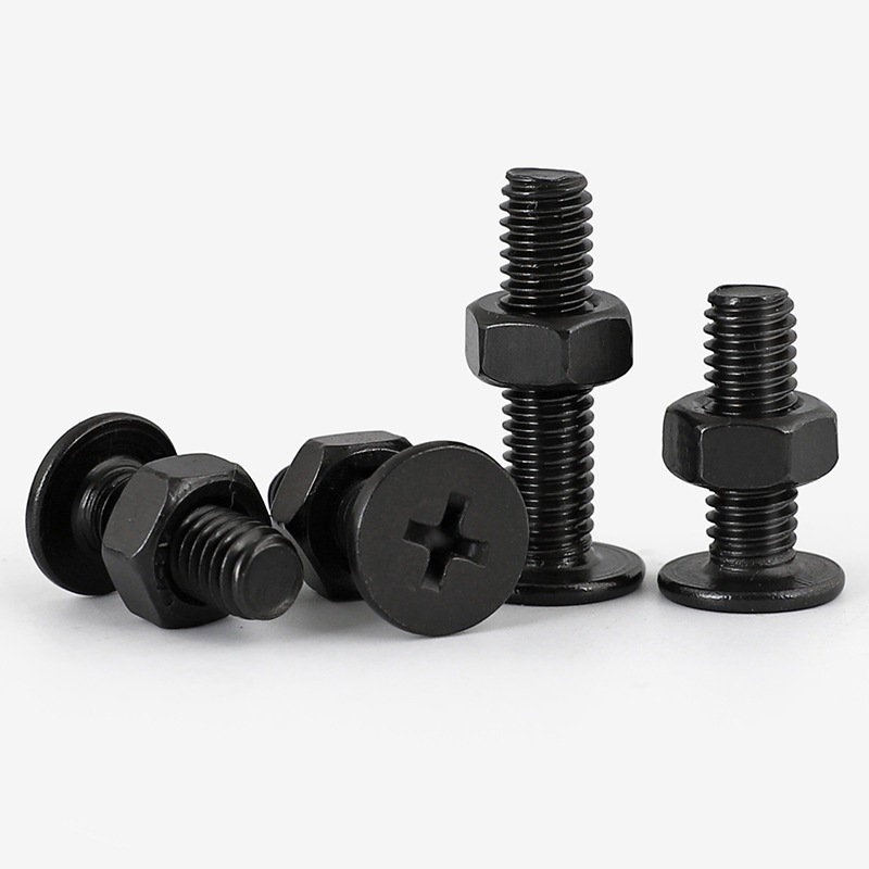 검정색 304 스테인레스 스틸 얇은 머리 십자 나사 너트 조합 CM 플랫 헤드 나사 짧은 머리 볼트 너트 CHUNFENG