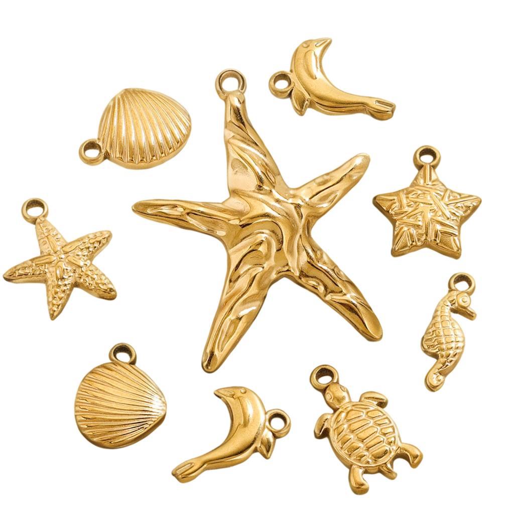 All Seasons Season Plating Design 5 PCS/Package 304 Stainless Steel Tortoise Starfish Hippocampus Pendant DIY Ornament Accessories