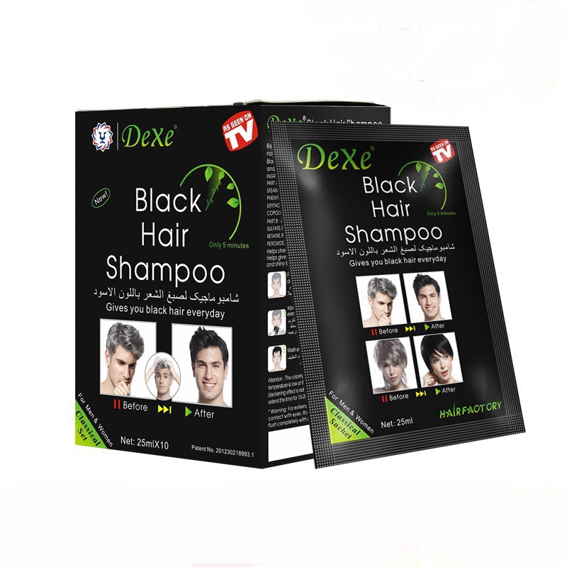 跨境一支黑Balck Hair Dye Shampoo植物染发剂膏梳洗发水染发变黑|undefined