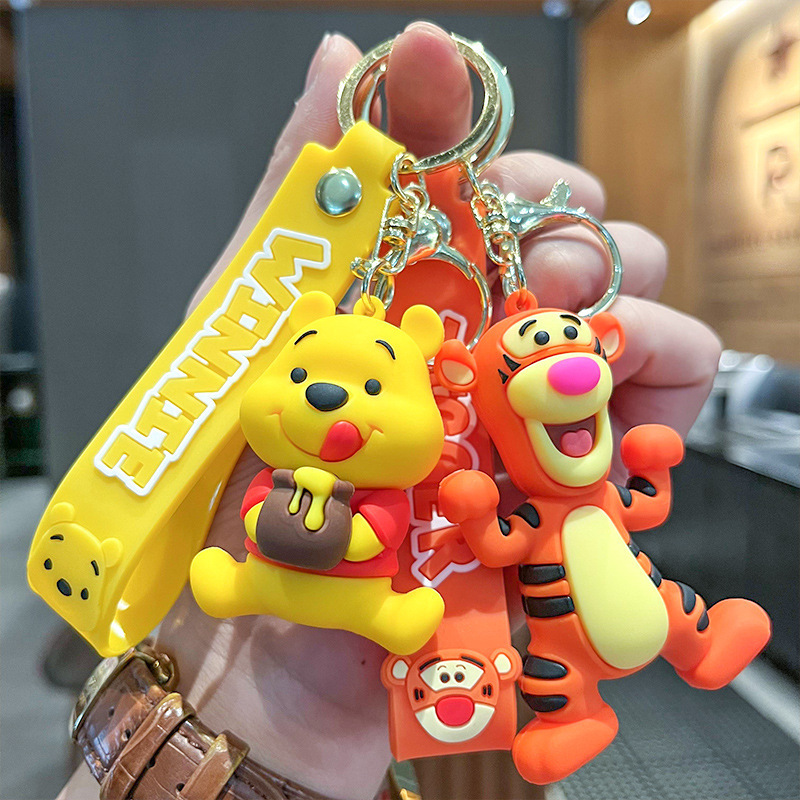 Cartoon Paradise Series Winnie the Pooh Donkey Tigger Three-Dimensional Doll Car Keychain Pendant Small Gift Wholesale