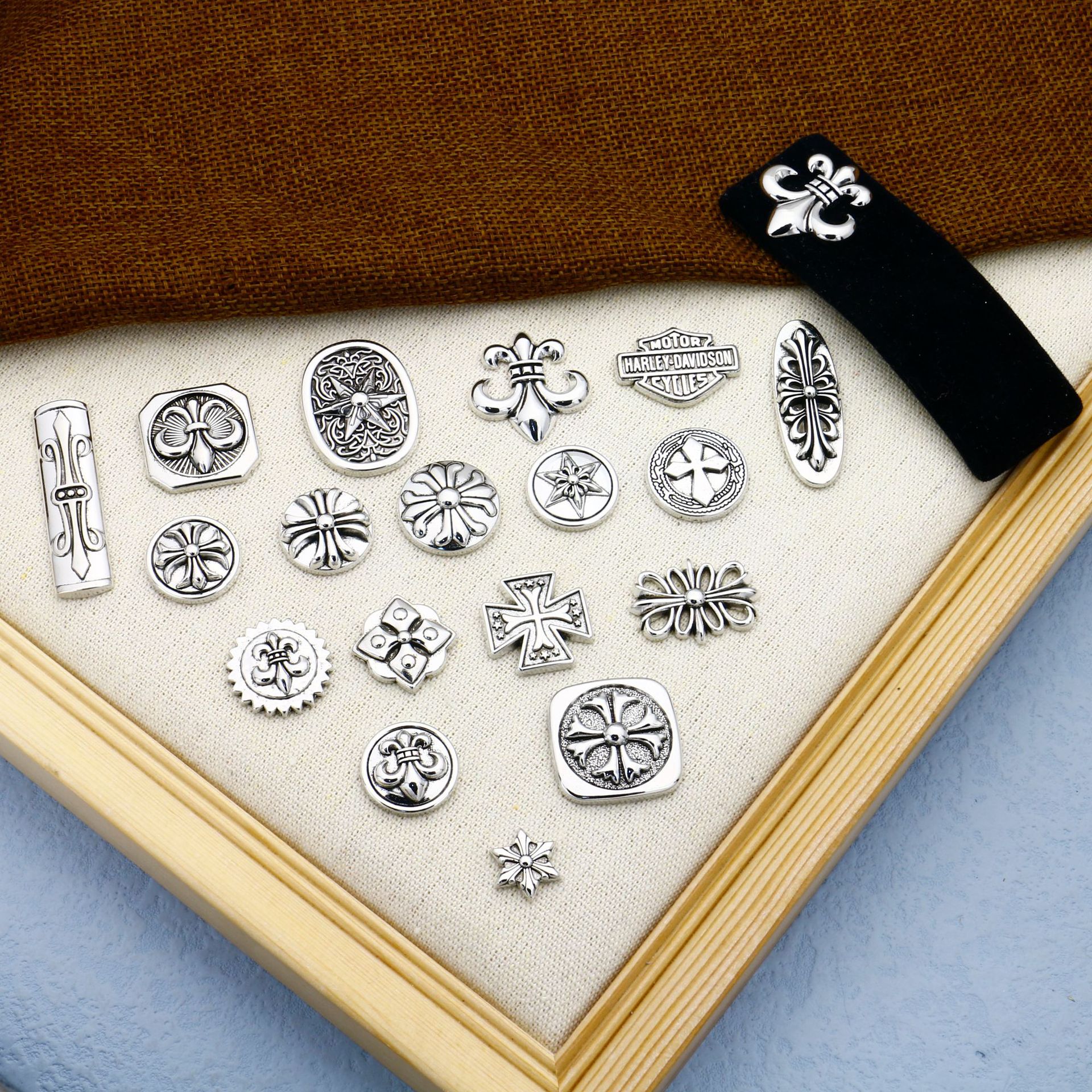 Retro Internet celebrity cross DIY alloy metal headdress hairpin ear studs shoes and hats jewelry accessories wholesale