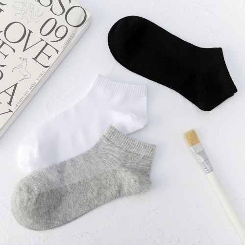 Men's Summer Thin Pure Cotton Anti-Odor Absorbent Mid-Calf Socks, White Sport Mesh Breathable Low Cut Men's Short Socks