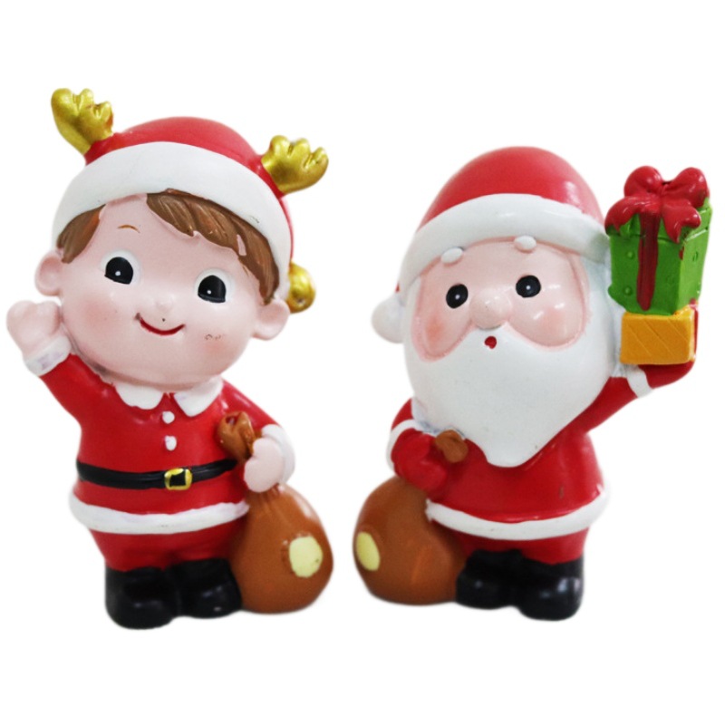 Regalos de Navidad decoraciones de Navidad Figuras de Papá Noel muñecas de nieve alce hechas a mano decoraciones de escritorio de automóviles para chicas