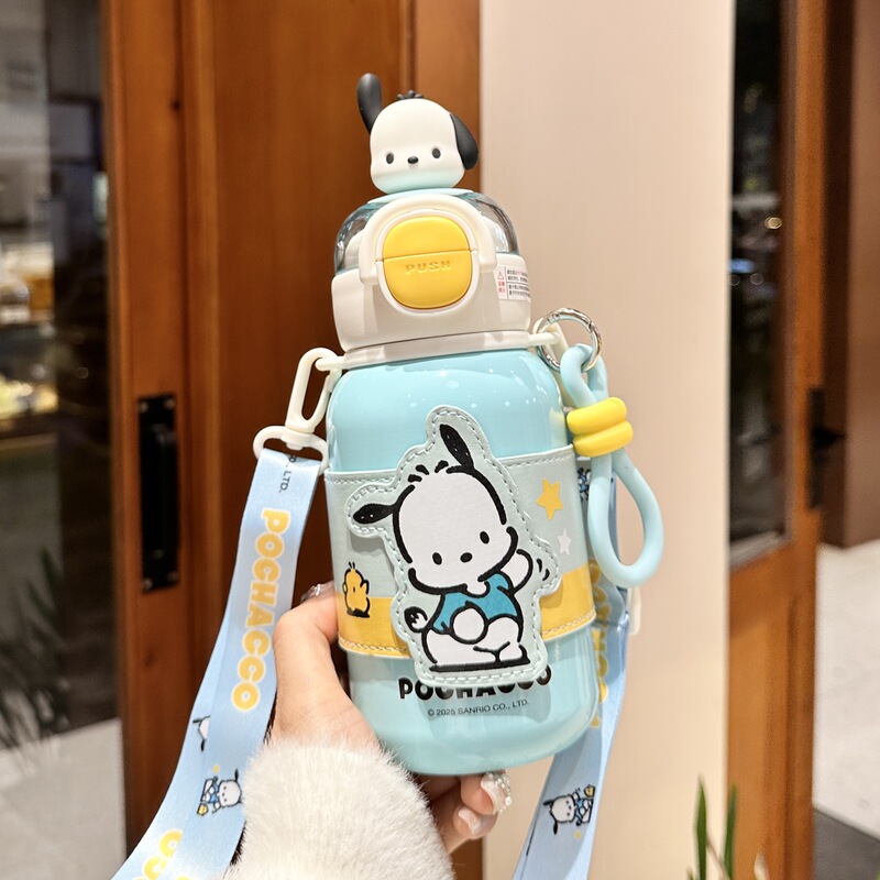 クロミ子供用魔法瓶カップ、通学女子用、ランドセルに収納可能、ダブルドリンクカップ、2025年新作ストローウォーターカップ|undefined