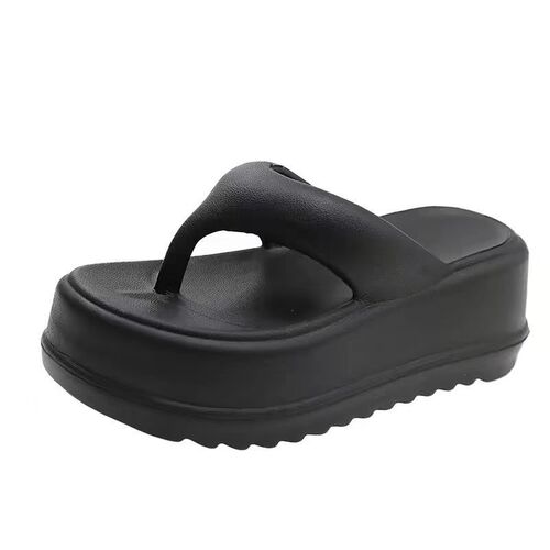 Simple flip-flops for women—summer outdoor wear, with a squishy feel, non-slip, chunky-soled, high-heeled sandals perfect for beaches and seaside.