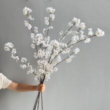 2叉梨花 禅意装饰仿真花 长枝樱花 婚礼堂布置仿真落地假桃花树枝