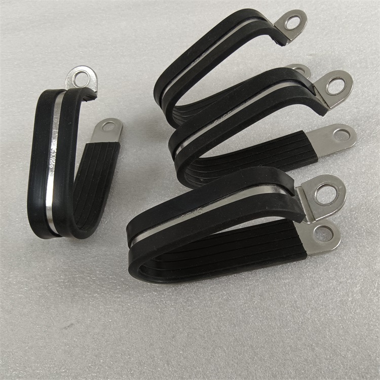 双管21mm包胶不锈钢管夹 R型多管304带绝缘垫夹箍双管管夹