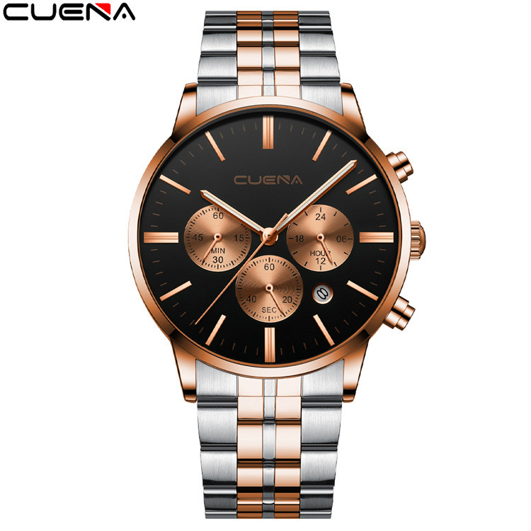 Nuevo reloj de negocios para hombres reloj de seis Pines de acero inoxidable multifuncional estudiante impermeable Comercio exterior Venta caliente