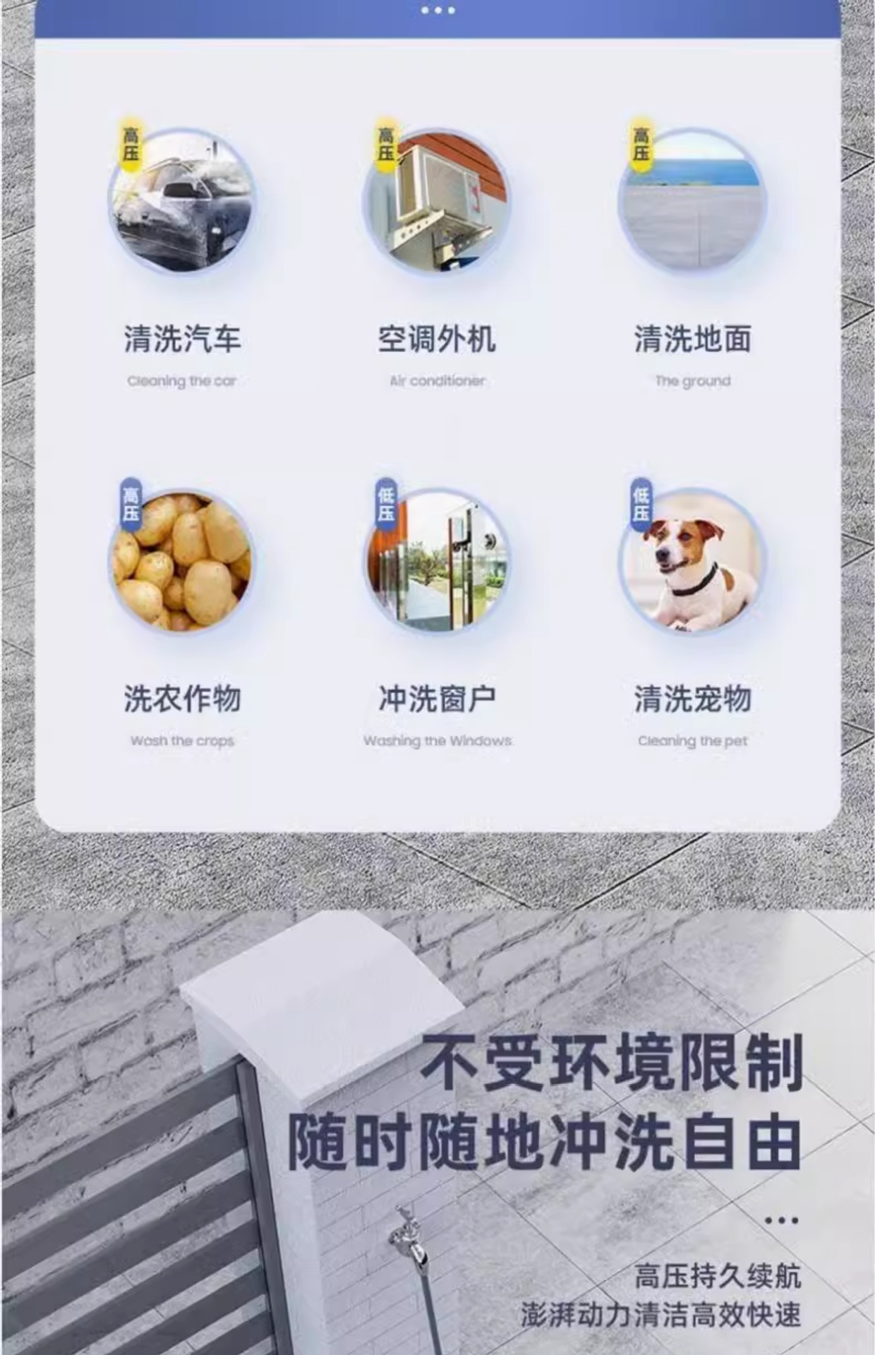 Suitable for Genuine German Quality Car Wash High-Pressure Water Gun Household Wireless Charging Car Wash Machine Portable Lithium Battery
