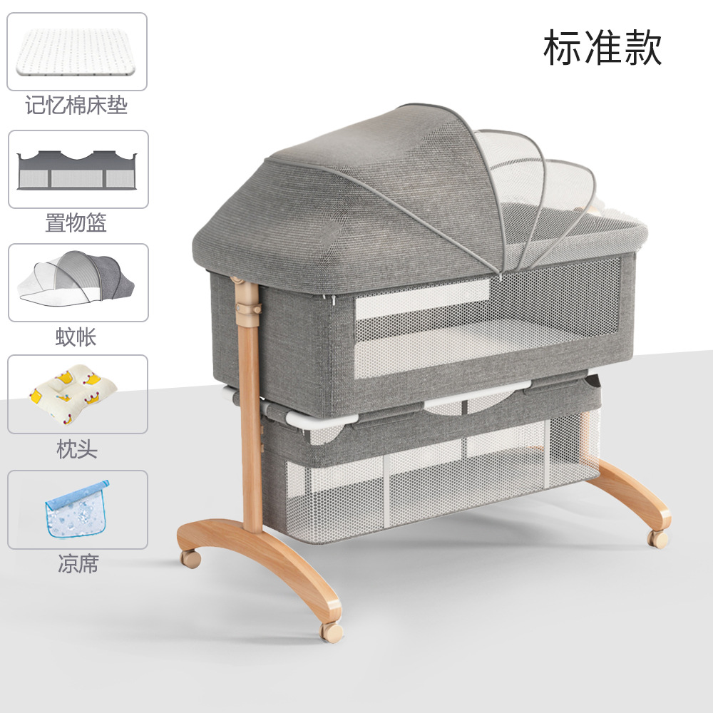 Cama de bebé móvil portátil cuna cama plegable multifuncional BB cama para recién nacidos empalme cama grande