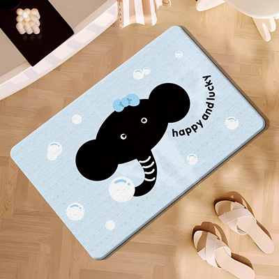 Avtomobil döşəmə paspasları — Carpet Bathroom Non-Slip Foot Mat - baby-elephant-blowing-bubbles-square-white-background-396009cm