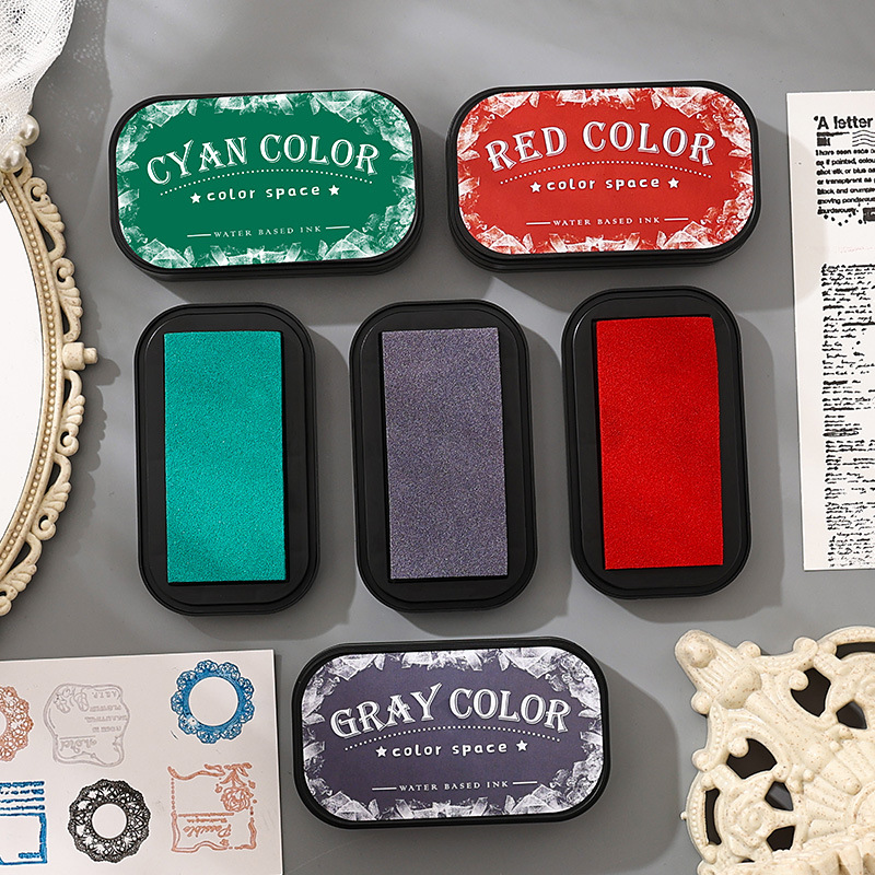 Yuezhen tinta a base de agua almohadilla de tinta 12 colores espacio de color mesa de impresión de esponja mesa de impresión de sellos decorativos de bricolaje en caja