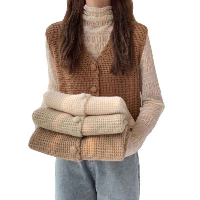 2024 primavera y otoño nuevo cuello de punto Chaleco de las mujeres cardigan chaleco exterior apilados suéter chaleco abrigo image 7