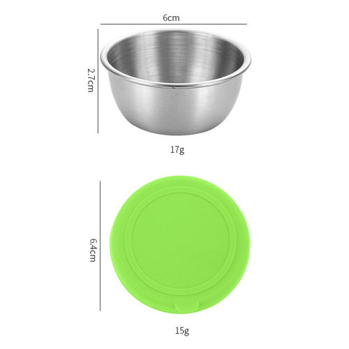 Cross-border 304 stainless steel 50ml sauce cup with leak-proof silicone lid, outdoor portable salad dressing dipping dish