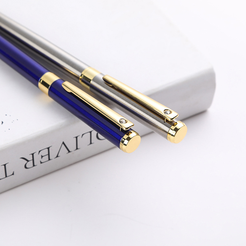 Fabricante en stock pluma de firma de metal pluma de gel de regalo de alta gama Logotipo de letras publicidad pluma de agua de impresión pluma de metal